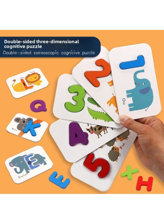 Children's Wooden Puzzle Infant Baby Girl Boy Benefiting Intelligence Development Assembled English Alphabet Card Toy-Color:XHN-three-dimensional Digital Alphabet Puzzle Card (plastic Box) - Image 3